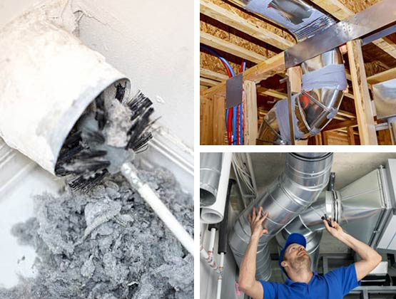 Professional air duct inspection and dryer vent lint removal