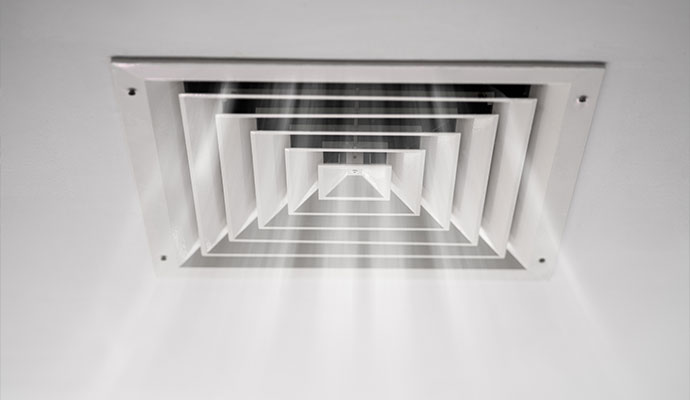 Ceiling air vent diffuser with airflow illustration