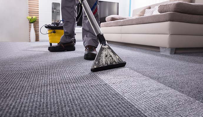 Carpet cleaning service using the hot water extraction process
