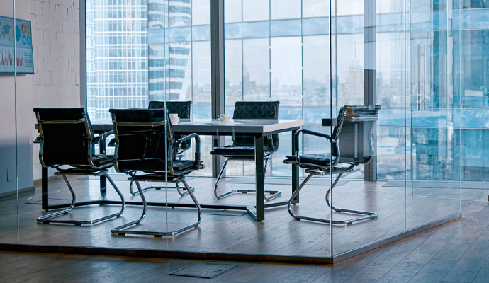 Chairs arranged in a modern office meeting room