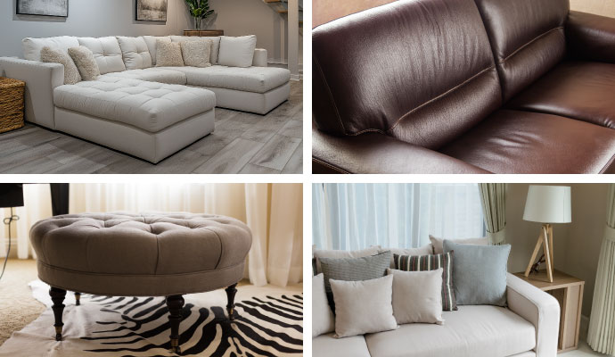 Collage of clean upholstered items