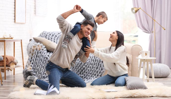 Family enjoying clean indoor air