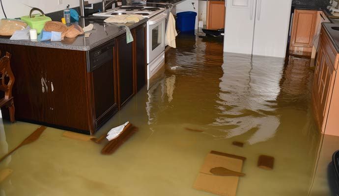 Flood damaged kitchen