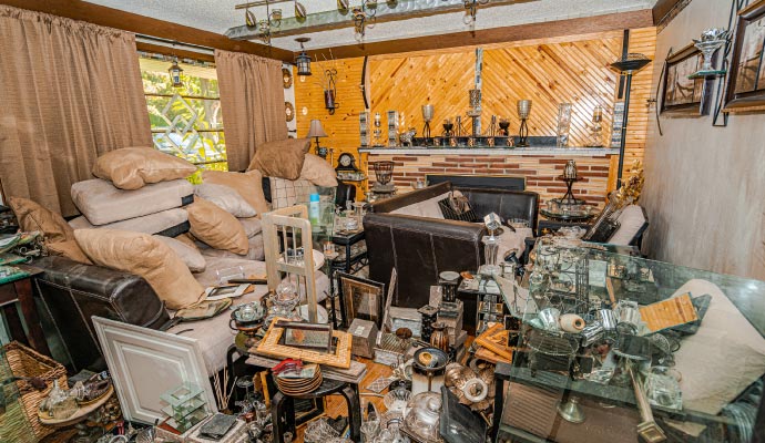 Hoarding scene inside guest room