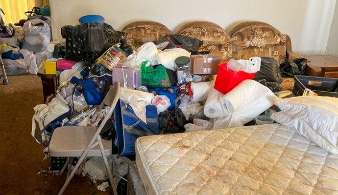 Junk material stored in a room
