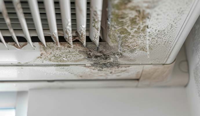 Mold growth on an air conditioner vent