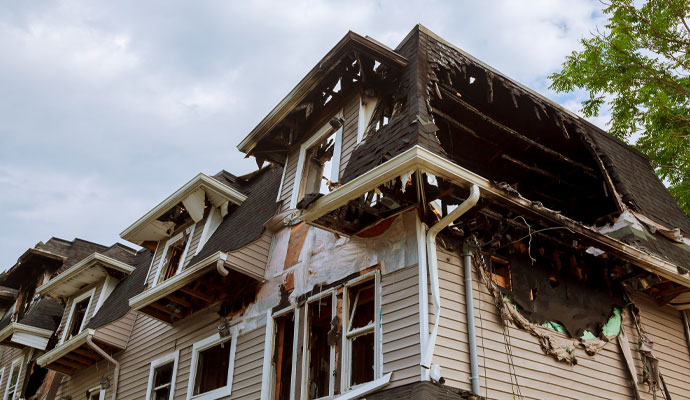 Residential home damaged by fire