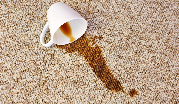 Stained carpet due to spilled drink