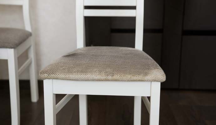 Stained dining chair fabric