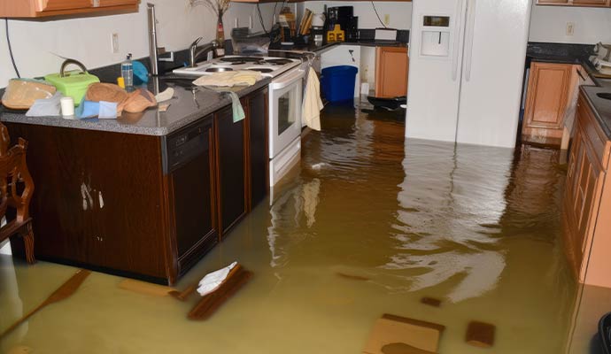 Flooded-kitchen water damage