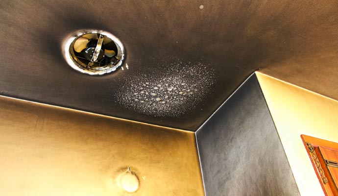 Smoke stained ceiling