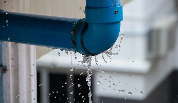 Water leaking from a joint of a pipe
